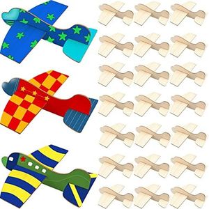 Haconba 24 Pack DIY Wood Planes Wooden Airplane Toys Unfinished Wood Glider Plane Model to Paint for Birthday Family School Craft Projects