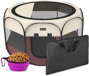 Hepeeng Portable Foldable Pet Playpen and Puppy playpen Pet Tent with Carrying Case Collapsible Travel Bowl Indoor/Outdoor Use with Water Resistant and Removable Shade Cover
