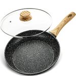 MICHELANGELO Nonstick Frying Pan with Lid，Nonstick 12inch Frying pan with Stone Coating，Nonstick Frying Pan with Bakelite Handle, Large Frying Pans Nonstick, Granite Frying Pan, Induction Compatible