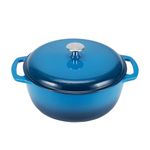 Amazon Basics Enameled Cast Iron Round Dutch Oven with Lid and Dual Handles, Heavy-Duty, 6-Quart, Blue