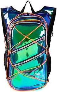 Mubasel Gear Hydration Backpack with Cool LED Lights, Pack 2 Liter Bladder, Fun and Colorful Bag for Running, Hiking, Climbing, Urban Music Festivals, Raves.(Holo Green) Holographic-Green