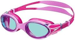 Speedo Junior Biofuse 2.0 Swimming Goggles | Patented Easy Adjustment | Anti-Fog | Anti-Leak | Enhanced Fit | Improved Comfort, Flamingo Pink/Electric Pink/Blue, One Size