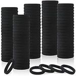 KECUCO 100 pcs Black Hair Ties for Women Mens Girls, Large Stretch Cotton Seamless Hair Bands, Hair Elastic Ponytail Holders for Thick Heavy and Curly Hair (Black, 4cm in Diameter, 0.8cm in Width)