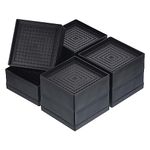 uxcell Bed Risers 4Pcs, 3.7 Inch Furniture Risers Square Adjustable Couch Riser with Non-Slip Mat for Bed Desk Sofa Table Lift Supports Up to 1300Lbs, Black