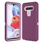 Thybx LG Stylo 6 Case, Phone Case for LG Stylo 6, [Drop Protection] Full Body Shock Dust Absorbing Grip Plastic Bumper TPU 3-Layers Durable Solid Phone Sturdy Hard Cover for LG Stylo 6 [Wine Red]