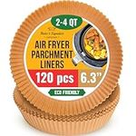 6.3” Small Air Fryer Liners, 2-4 qt Air Fryer Liners, 120Pcs Disposable Paper Liners – Non-Stick and Oil Proof for Easy Cleanup by Baker's Signature