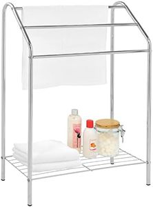 MyGift Freestanding 3 Tier Metal Towel Rack, Chrome Bathroom Towel Bar, Silver-Tone