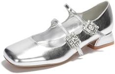 Cape Robbin Mary Jane Shoes Women Shoes - Double Strap Maryjane Shoes Womens - Women’s Mary Janes (Harri) - Silver Size 6.5