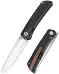 KATSU Folding Pocket Japanese Knife, 17 Layers ZDP-189 Super Steel Convex Grind Blade, Titanium Alloy Handle & Clip, Frame Lock, Leather Sheath