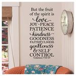 But the Fruit of the Spirit is Love, Joy, Peace, Patience, Kindness, Goodness, Faithfulness...Galatians 5:22-23 Vinyl Lettering Wall Decal Sticker (26"H x 12.5"W, Black)
