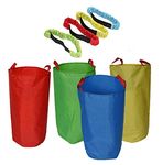 Potato Sack Race Bags (4-pack) and 3-Legged Race Bands (4-pack) - Sturdy & No Smell - Popular Outdoor Party Yard Games for All Ages Family Gatherings, School Gym Class