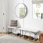 Living and More 6 Foot Fold-in-Half Bench with Carrying Handle, Easy Folding and Transport, Indoor/Outdoor Use, Sturdy Steel Frame, White