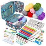 LOKUNN Crochet Kit for Beginners, 103 PCS Crochet Kit Beginner, Crochet Starter Kit, Crochet Hook Set with Crochet Accessories and Yarn, Beginner Crochet Kit with Yarn Included