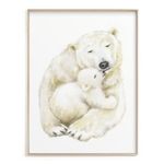 Cuddle Up with Cuteness: Baby Polar Bear and Mom Wall Art Print | Watercolor Painting for Gender Neutral Nursery Decor - UNFRAMED, Signed by Artist (8x10" unframed)