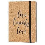 Navaris Notebook with Cork Cover - Eco-Friendly Travel Journal, Diary, Notepad, Composition Notebook for Home or Office - Live, Laugh, Love