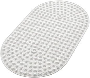 Joiyota Silicone Bath Mat for Tub Non Slip, Bubble Massage Anti Slip Shower Mat with 27 x 15 Inches for Easy Storage, Washable Bathtub Floor Mats for All Ages, White, Oval