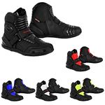 PROFIRST BT-42 Short Ankle Leather Motorbike boots for men Motorcycle boots Protective Shoes for Riders (10 UK, Red, numeric_10)