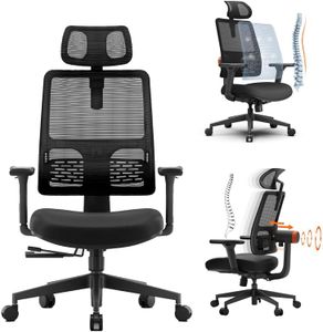 Newtral Silla de oficina ergonómica |Contra el dolor de espalda|Apoyo lumbar|Reposacabezas adicional contra el dolor de cuello