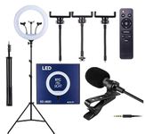 FKU 18inch LED Ring Fill Light BD-460 46cm with Remote & 7 Feet Tripod Stand,Microphone Photography Lighting (18" Touch Ring Light+7 FEET)