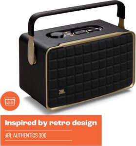 JBL Authentics 300 Portable Smart Speaker – Wi-Fi, Bluetooth, Black Retro