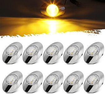 Partsam 10Pcs 3"x2" Amber 3 LED Side Marker Clearance Lights, Oval Chrome Semi Truck Panelite Light Replacement For Peterbilt Kenworth Freightliner