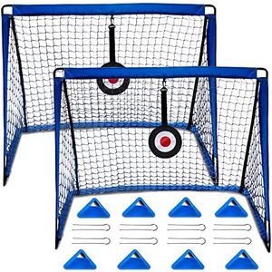 E-SDS 4’x3’ Soccer Net Backyard, 2 pcs Kids Soccer Goals for Backyard, Pop-Up Soccer Goals with Aim Target, Agility Training Cones, and Carrying Case – Portable Football Goal Nets