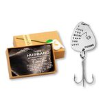 Silver Color Stainless Steel Treble Fish Hooks Fishing Circle Hooks with Gift Box for Men Husband Lover Christmas Birthday Gift (i Love You More Than You Love)