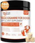 Glucosamine for Dogs, Joint Supplement for Dogs, 180 Counts, Chondroitin, Omega-3, MSM, Turmeric for Pain Relief, Dog Joint Supplement with Calcium for Bone Health, Chicken Flavored Crunchy Chews