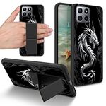 RYUITHDJP for Celero 5g Plus Phone Case 7" Dragon Black Design + Universal Finger Strap Stand，Phone Case for Boost Mobile Celero 5G+ Case TPU Cover with Phone Finger Kickstand