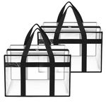 Storite 2 Pack 70 L Moisture Proof Transparent Underbed Storage Bag/Clothing Storage Organiser/Toy Storage/Blankets Storage Bag with Zipper and Strong Handle (Transparent,54x33x40 cm)