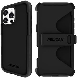 Pelican Voyager iPhone 16 Pro Max Case [Compatible with MagSafe] Rugged Phone Case w/ 18ft Military-Grade Drop Protection - Heavy Duty Phone Cover w/Belt Clip Holster for iPhone 16 Pro Max - Black