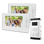 LIBO 7" Wired Video Doorbell Door Phone System 2 Monitors with 1 IR Camera, Two Call Buttons, Night Vision, 800x480 High Resolution, Can Control 2 Housed for Multi Apartment/Families