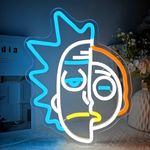 JanHune Anime Neon Sign Rick Neon Signs for Wall Dimmable Morty Cartoon LED Signs for Bedroom Game Room Man Cave Party Light Up Signs Neon Wall Light Decor Christmas Gift