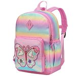 VASCHY Toddler Backpacks for Girls,Cute Water Resistant Kids Giltter Rainbow Butterfly Daycare Rucksack for Preschool Kindergarten Elementary School bag Bookbag for Children