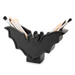 Bat Makeup Brush Holder 7" L 5" H - Brush & Pen Holder for Vanity Desk or Office Organizer Make up Brushes Holder, Halloween Brush Cup Container Storage Case - Bat Brush Holder Goth Decor