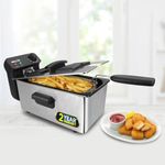 iBELL DF310M Electric Deep Fryer 3 Litre Stainless Steel 2000W with Variable Temperature Control Lid (Silver)