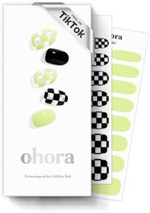 ohora Semi Cured Gel Nail Strips (N Racer) - Green, Patterned, Works with Any UV/LED Lamps, Salon-Quality, Long Lasting, Easy to Apply & Remove
