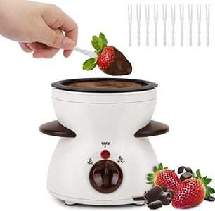 Micnaron Chocolate Fondue Pot, Mini Electric Chocolate Melting Pot, Chocolate Maker Chocolate Marshmallow Candy Melting Warming Fondue Set Dipping Pot with 10pcs Forks & Removable Pot for Party, White
