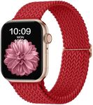 CeMiKa Braided Solo Loop Straps Compatible with Apple Watch Strap 38mm 40mm 41mm 42mm, Stretchy Straps Elastic Sport Band for Apple Watch SE/iWatch Series 10 9 8 7 6 5 4 3 Ultra 2 1, Women Men,Red