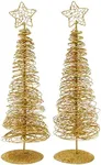 Juvale 2 Pack Small Gold Christmas Tree Decorations for Table Top Holiday Decor (3 x 10.5 Inches)