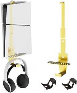 PS5 Wall Mount, Heavy-Duty Steel Mount Kit for Protection & Cooling,Compatible with All PS5 Models Including Slim, Pro, Original(Gold)