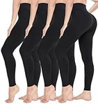 CTHH 4 Pack Leggings for Women-High Waisted Non See-Through Yoga Pants Tummy Control Workout Gym Tights