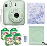 Fujifilm Instax Mini 12 Instant Camera Mint Green + Fuji Film Value Pack (40 Sheets) + Shutter Accessories Bundle, Incl. Compatible Carrying Case, Quicksand Beads Photo Album 64 Pockets