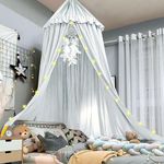 Hommi Lovvi Bed Canopy for Girls, Dreamy Frills Ceiling Hanging Princess Canopy Bedroom Decoration Soft Canopy Net Reading Nook, Extra Large Full Queen Size Bed Canopies - White