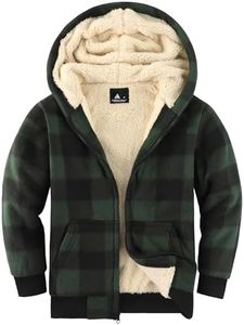 Dekomere Boys Zip Up Hoodies Fleece Plaid Jacket Kids Hooded Sweatshirts Sherpa Lined Coat