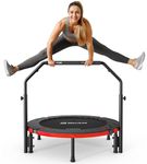 BCAN 40" Foldable Mini Trampoline, Rebounder Trampoline for Adults, U/T Shape Adjustable Foam Handle, Exercise Rebounder for Kids Adults Indoor/Garden Workout, Max Load 330lbs/440lbs
