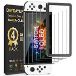 [4 Pack] daydayup Tempered Glass Screen Protector Compatible with Nintendo Switch OLED Model 2021 - with [Alignment Frame] Transparent HD Clear Screen Protector for Nintendo Switch OLED