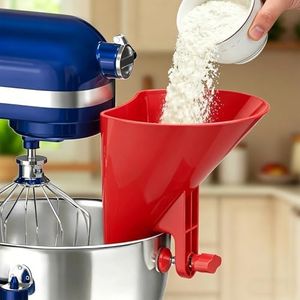 KingofKings Funnel for Kitchen Aid Accessories and Attachments, Flour Funnels for Kitchenaid Mixer Attachments, Wide Mouth Pouring Chute Cake Baking Supplies Gift for Women, Mom (Red)