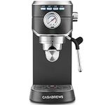 CASABREWS Espresso Machine 20 Bar, Stainless Steel Espresso Maker with Milk Frother Steam Wand, Compact Cappuccino Machine for Home, Espresso Coffee Machine with Removable Water Tank, Black