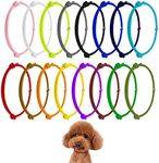 Savita 16pcs Soft Polyester Adjustable Newborn Puppy Identification Collars Kitten Whelping Supplies for Pet (Multicoloured)